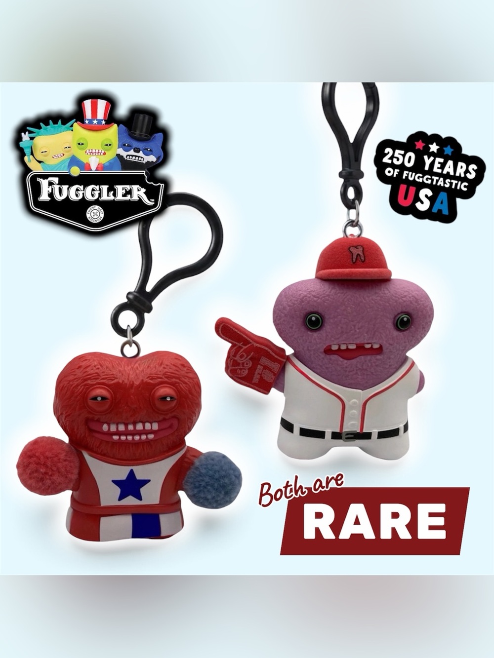 Fuggler USA 250th Anniversary Keychain Lot Pull My Finger Go Team